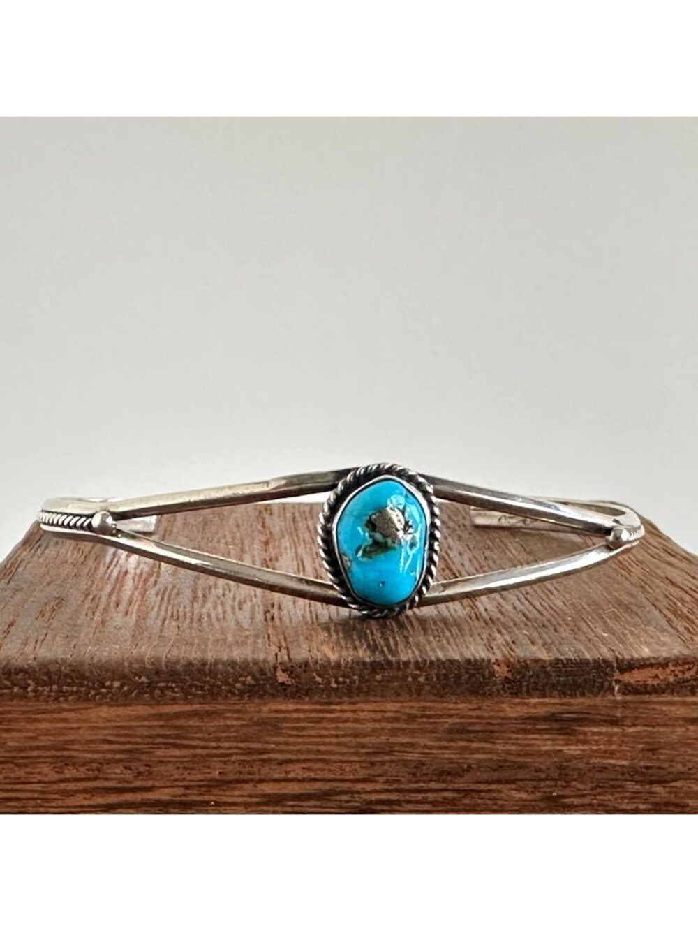 Randall Joe Tom Navajo Sterling Silver Turquoise Stacker Cuff Bracelet Signed